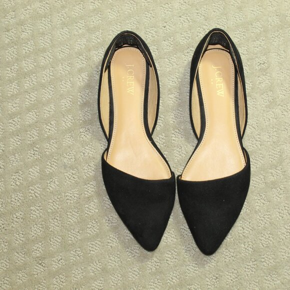 J.CREW Women's 7 Black Suede Zoe D'Orsay Pointed-Toe Flats BH954 - Picture 2 of 7